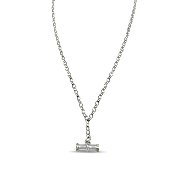 Silver bar necklace with on sale diamonds