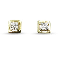 9ct Yellow Gold Cubic Zirconia Square Stud Earrings