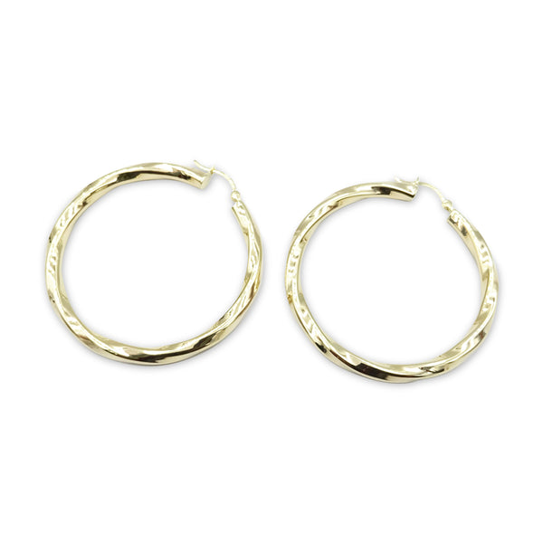 9ct Yellow Gold Twist Hoop Earrings 45mm