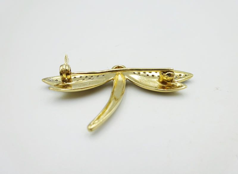 9ct Gold Diamond Set Dragonfly Brooch