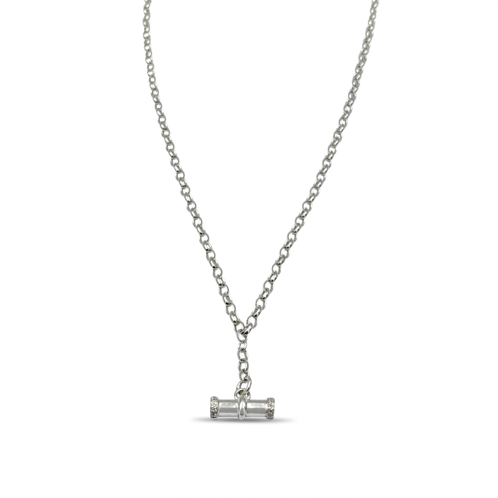 White gold t deals bar necklace