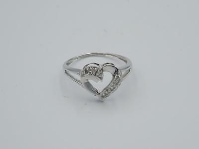 9ct White Gold Ladies Diamond 0.05ct Cluster Heart Shaped Ring Size N 2.1g - Richard Miles Jewellers