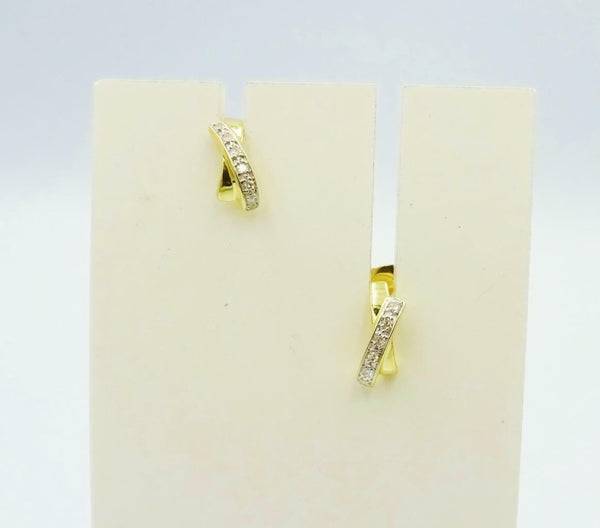 Elements Gold 9ct Yellow Gold Sophisticated Diamond 'Kiss' Stud Earrings 9.5mm - Richard Miles Jewellers