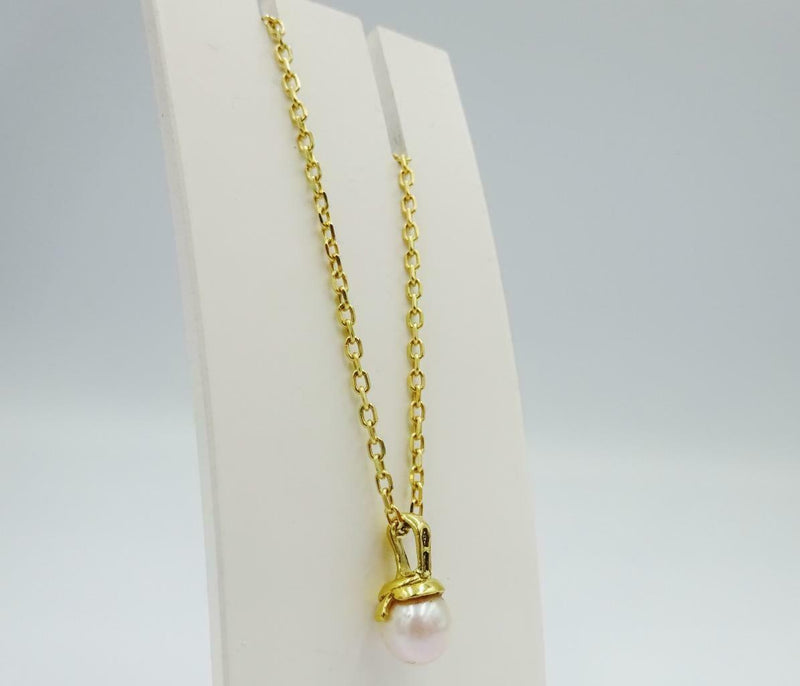 18ct Yellow Gold Cultured Pearl 7mm Ladies Belcher Necklace 5.3g 16inch - Richard Miles Jewellers