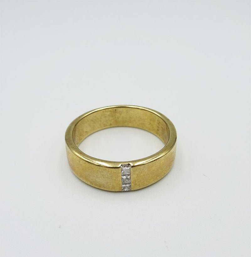 9ct Yellow Gold 0.06ct Diamond Mens Smooth Finish 6mm Wedding Band Size T 7g - Richard Miles Jewellers