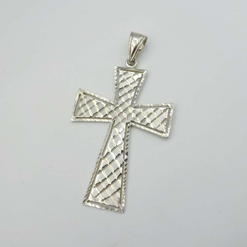 Sterling Silver Large Latticed Cross Pendant