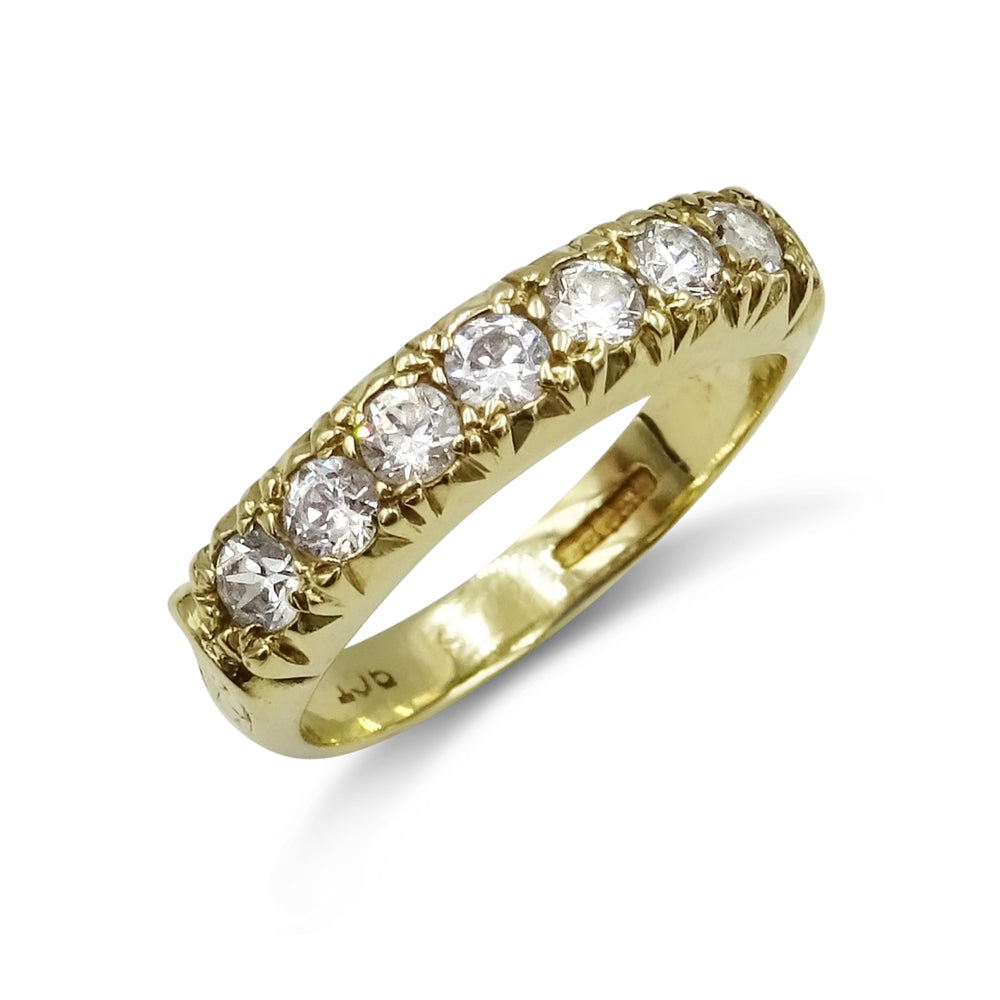 Filigree 9ct Yellow Gold Pretty CZ & Ruby Half hotsell Eternity Ring, Size L