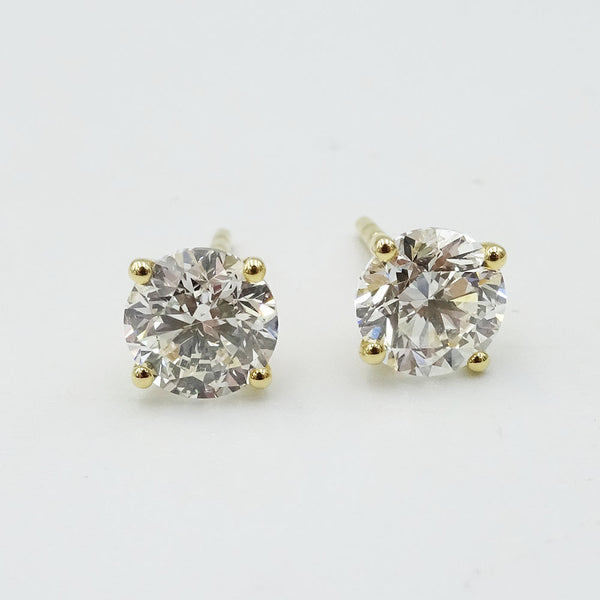 18ct Round Brilliant Cut Large 1.7ct SI1 G Diamond Stud Earrings - Richard Miles Jewellers