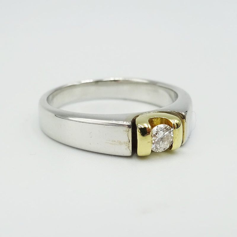 18ct Two Colour Gold Ladies Diamond Ring 0.10ct Size K 1/2 - Richard Miles Jewellers