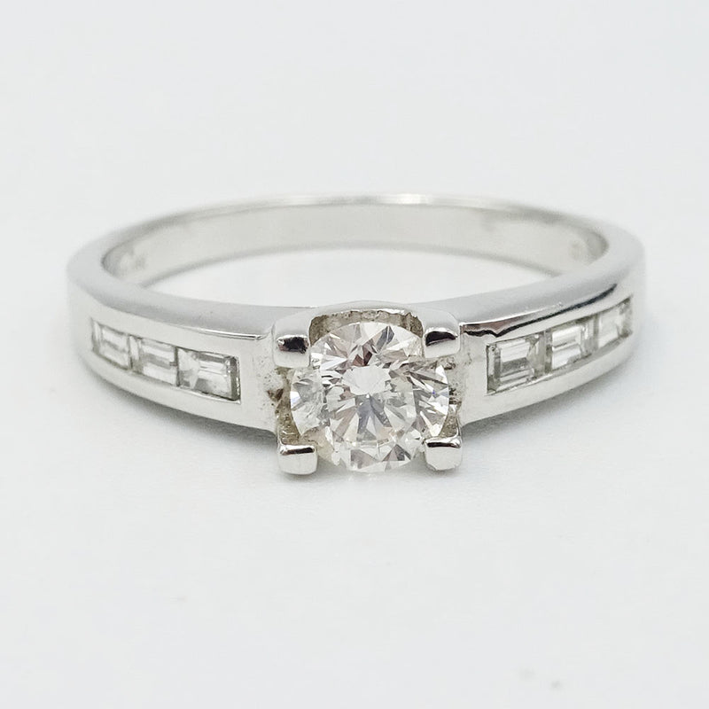 18ct White Gold Ladies Diamond Baguette Engagement Ring Size N  0.75ct - Richard Miles Jewellers