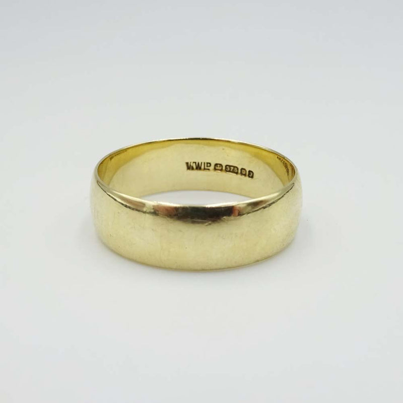 9ct Yellow Gold Wide Wedding Band Ring Size S 1/2