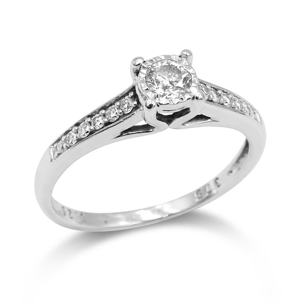 9ct White Gold Claw Set Solitaire Diamond Ring 0.25ct Size N