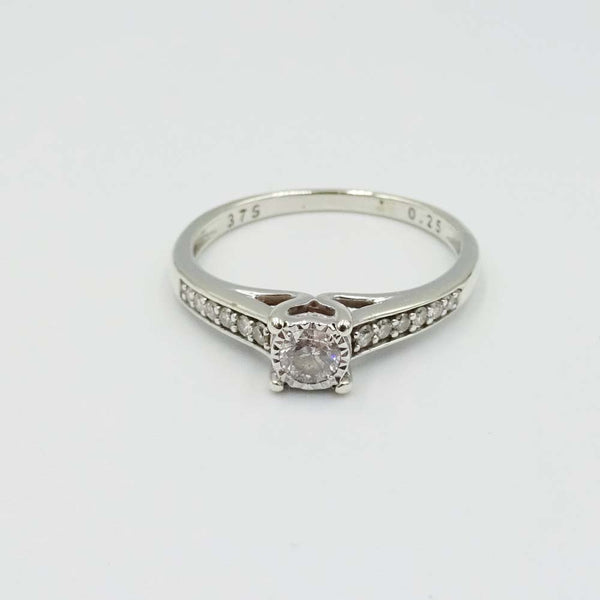 9ct White Gold Claw Set Solitaire Diamond Ring 0.25ct Size N